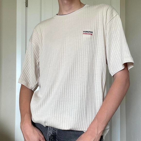Versace 90s tan ribbed tee